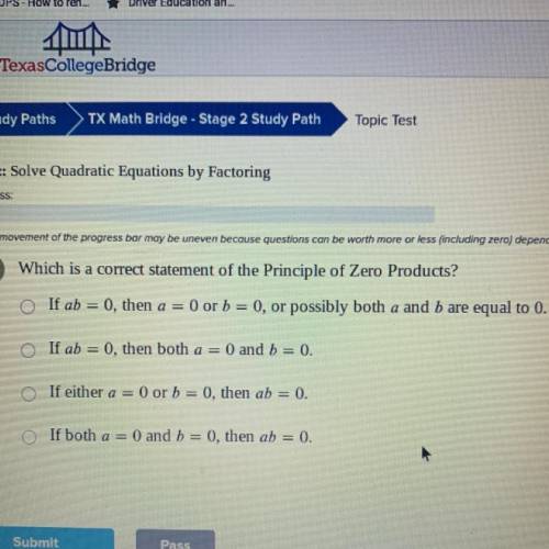 Which is a correct statement of the Principle of Zero Products?