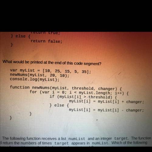 What would be printed at the end of this code segment? Alssooo helppp needddeddd for the test unit
