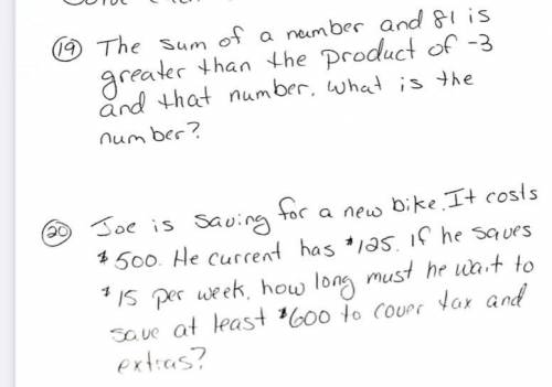 Please answer these 2 word problems with work please