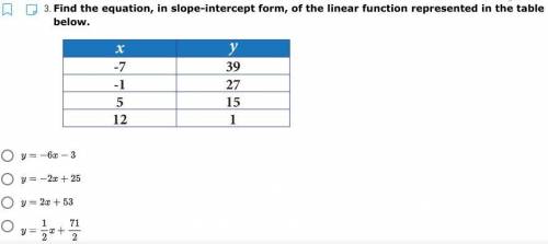 Please help, find the slope-intercept form for the table.