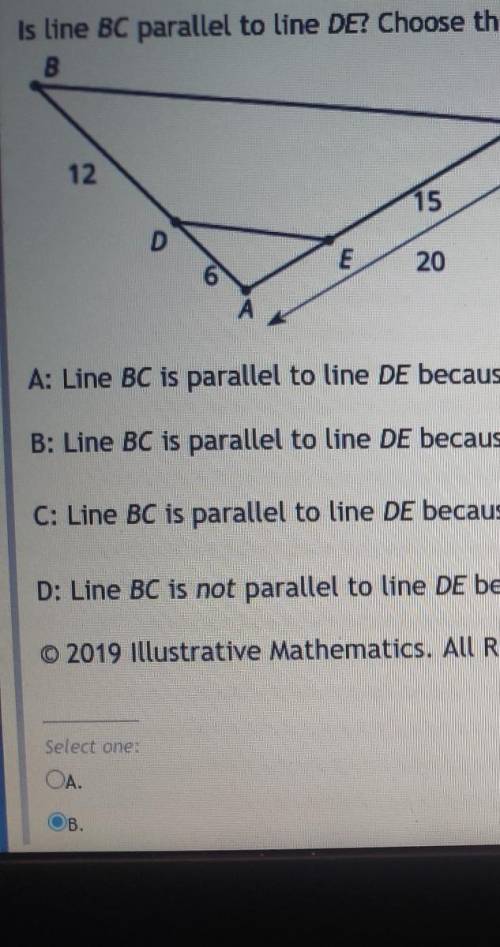 Is line BC parallel to line DE? ​
