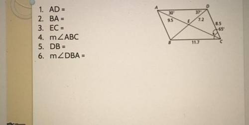 Find the indicated measures in parallelogram ABCD
URGENT PLEASE HELP!!