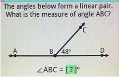 The angles below form a linear pair. What is the measure of angle ABC?