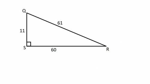 In ΔQRS, the measure of ∠S=90°, QS = 11, SR = 60, and RQ = 61. What is the value of the sine of ∠Q t