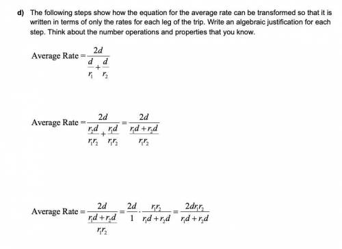 d) The following steps show how the equation for the average rate can be transformed so that it is
