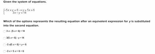 Given the system of equations.

Which of the options represents the resulting equation after an eq