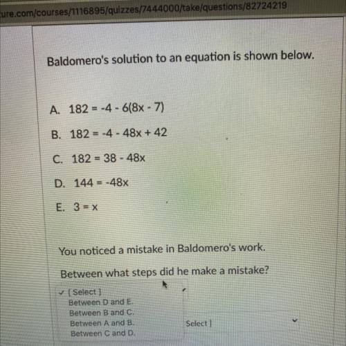 20 points!! 
Baldomero’s solution to an equation is show below