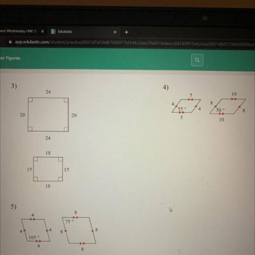 Question: state if the polygons are similar. (these are only 3 yes or no questions pls help!)