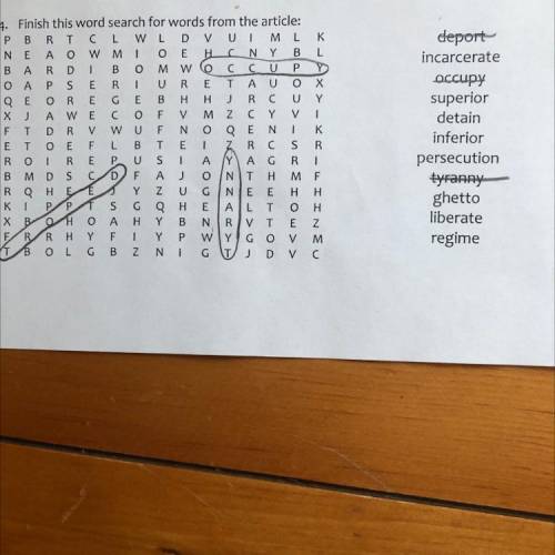 4. Finish this word search for words from the article:

P B R T с L. W L D U ML K
N E
WM
E H N Y B