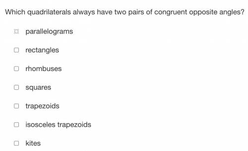 Which quadrilaterals always have two pairs of congruent opposite angles?