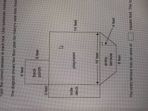 The diagram shows the floor plan for Harry’s new tree house. The entry Terrance on the tree house i