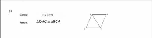 Given quad ABCD. Prove triangle DAC = triangle BCA.