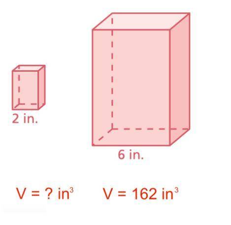 The solids are similar. Find the volume of the smaller solid.