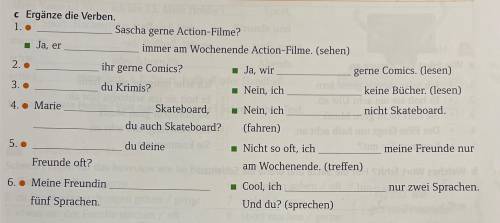 Ergänze die Verben. Write the full sentence to receive credit for this activity.