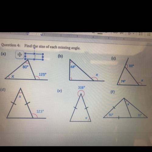 Find the size of each missing angle?