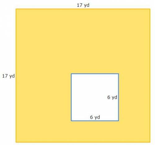 Find the area of the shaded region below

289 square yards
36 square yards 
325 square yards
253 s