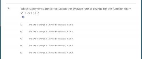 Which statements are correct about the average rate of change for the function f(x) = x2 + 9x + 18