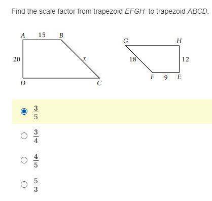Find the scale factor from trapezoid EFGH to trapezoid ABCD.
