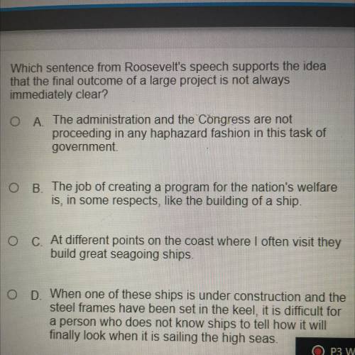 Which sentence from Roosevelt's speech supports the idea

that the final outcome of a large projec