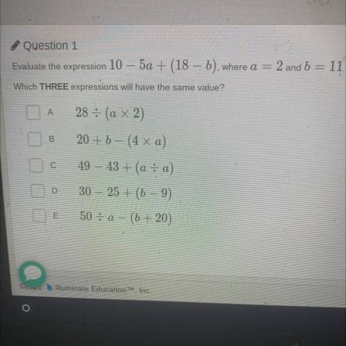 Which 3 expressions have the same value?