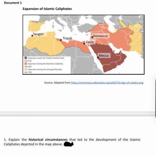 1. Explain the historical circumstances that led to the development of the Islamic

Caliphates dep
