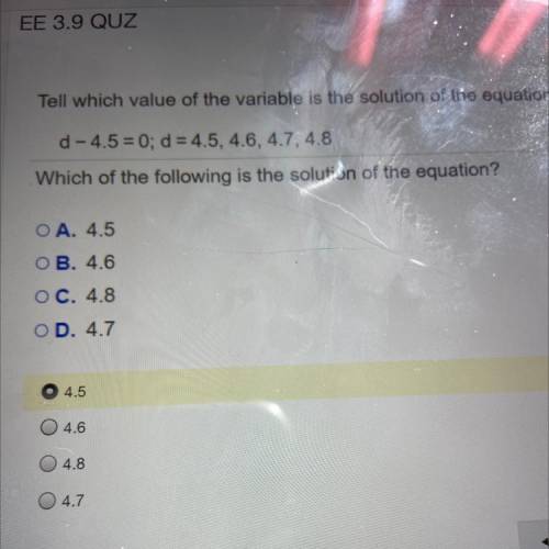 HELP ASAP WHICH OF TJE FOLLOWING IS THE SOLUTION OF THE EQUATION??( I picked a random answer)