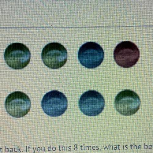 You select a marble at random and then put it back. If you do this 8 times, what is the best predic