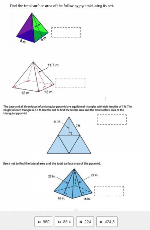 Find the surface area of the following pyramid using its net. Please answer correctly the 4 questio