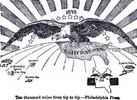 1) This cartoon- published in 1899- would BEST be used when discussing which topic?

A) America's