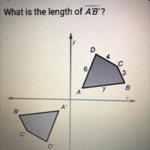 Quadrilateral ABCD is a rotation of quadrilateral ABCD 180' about the origin.

What is the length