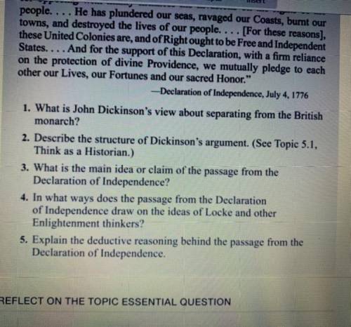 1. What is John Dickinson's view about separating from the British

monarch?
2. Describe the struc