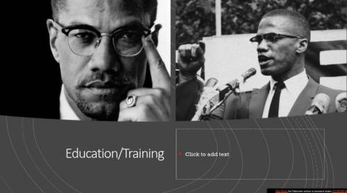 Education or Training--minimum of 3 details

what was Malcom X Education and Training do not use w