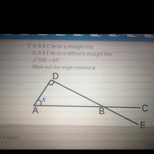 A, B & C lie on a straight line.

D, B & Elie on a different straight line.
Z CBE = 630
Wo