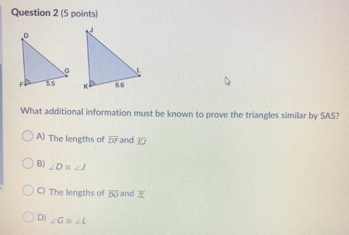 What additional information must be known to prove the triangles similar to SAS?