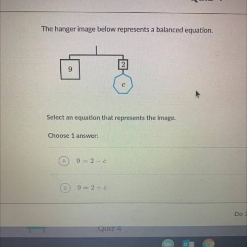The hanger image below represents a balanced equation.

Select an equation that represents the ima