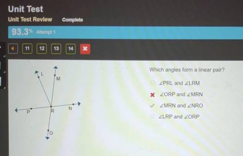 Which angles form a linear pair?
 

ZPRL and ZLRM ZORP and MRN MRN and ZNRO ZLRP and ZORP ANSWER IS