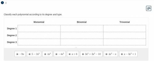 Classify each polynomial according to its degree and type. Look at the screenshot below!