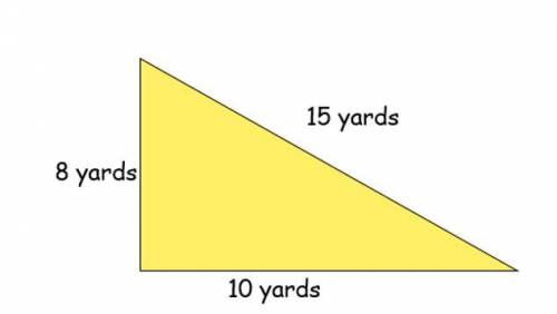 What is the area of and the perimeter of this triangle?

A= 33 square yards; P= 40 yards
A= 40 squ