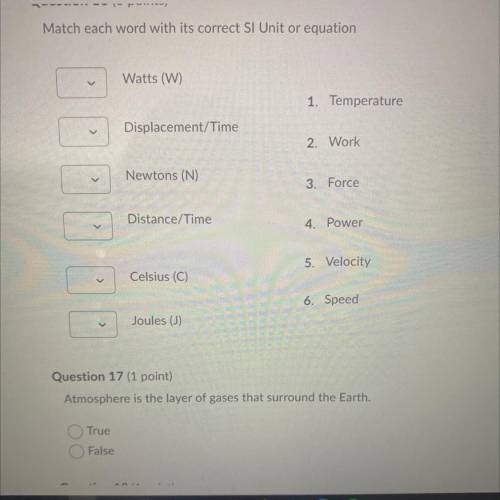 WILL MARK BRAINLIEST Match each word with its correct Si Unit or equation