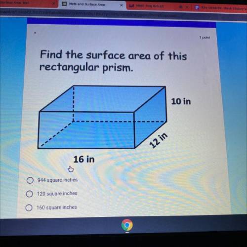 Find the surface area of this rectangle prism
