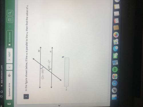In the figure shown below If line m is parallel to line n then find the value of x