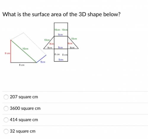 GIVING ITS JUST SURFACE AREA PLEASE ANSWER