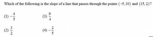 Which of the following is the slope of a line that passes through the points (-5, 10) and (15, 2)