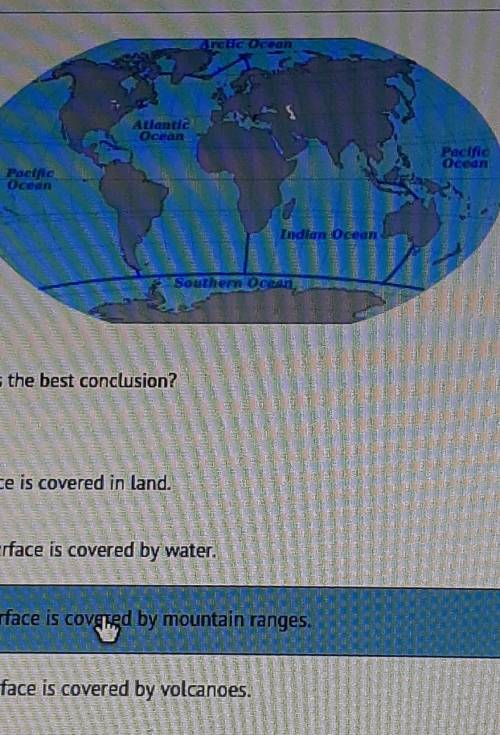 Based on the map, which statement is the best conclusion?

А)The majority of Earth's surface is co