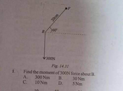 Find the moment of 300N force about B​