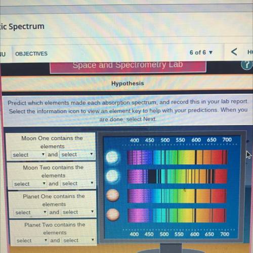 5.06 Electromagnetic spectrum

Predict which elements made each absorption spectrum, and record th
