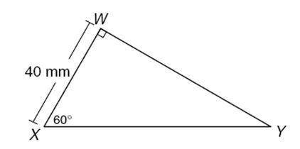 △WXY is a right triangle. Find the length of XY.
a.80mm
b.60
c.69.3
d.34.6