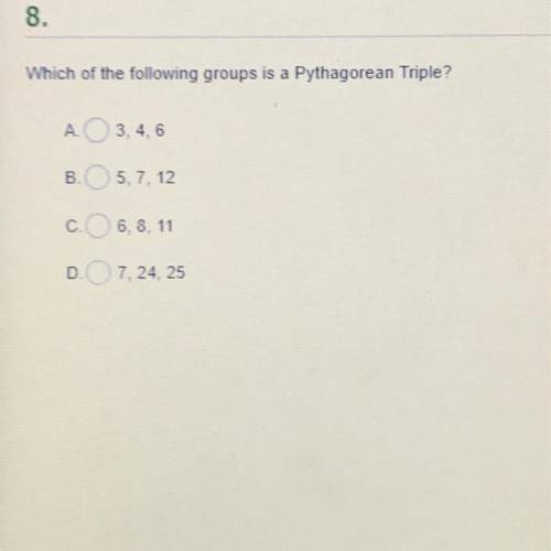 Which of the following groups is a Pythagorean Triple?
