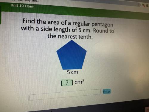 What’s the area of this pentagon with a side length of 5cm?