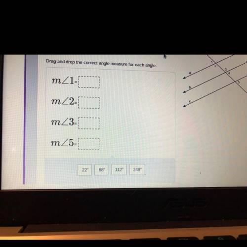 In the figure, lines a, b, and c are parallel and

m24 = 68°
Drag and drop the correct angle measu